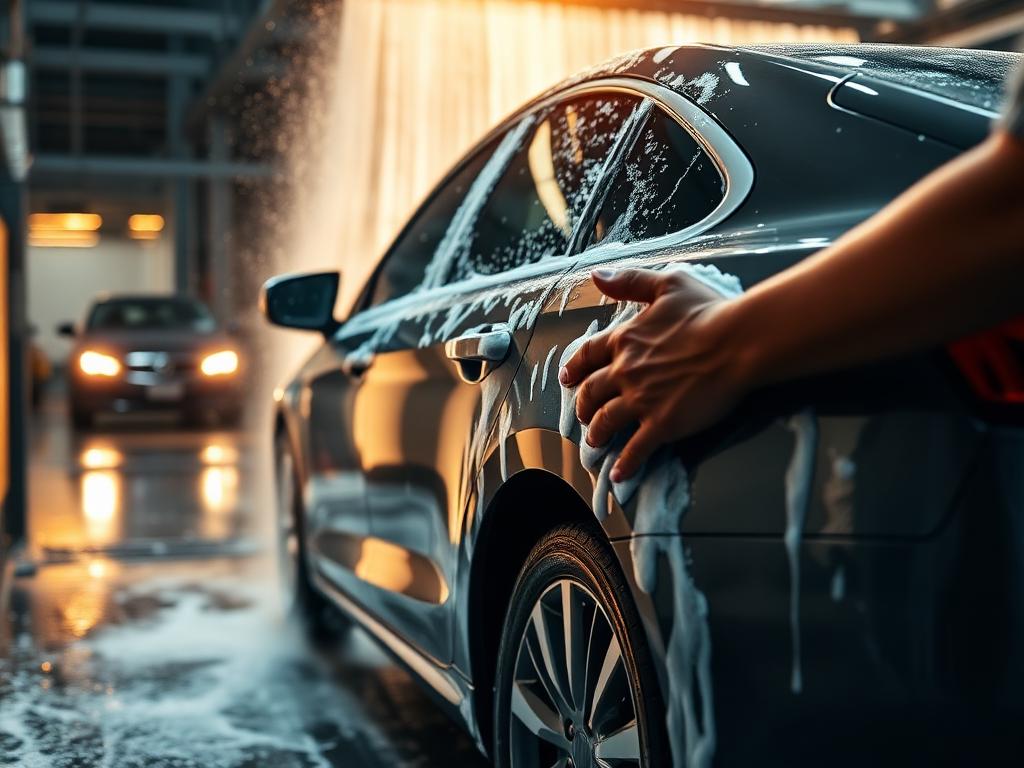 Vehicle being washed during a KeyDrop Ontario car wash stop