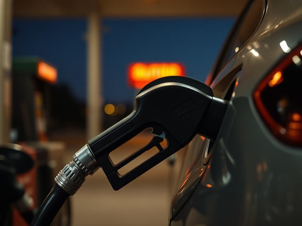 Fuel nozzle in a vehicle during a KeyDrop Ontario fuel stop